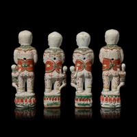 Two Pairs of Chinese Famille Verte "Boys" Figures, 18th-19th Century 清中期 五彩童子擺件兩對