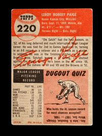 A 1953 Topps Satchel (Satchell) Paige Baseball Card No. 220