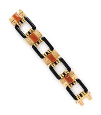 MARZO, YELLOW GOLD, ONYX AND CARNELIAN BRACELET