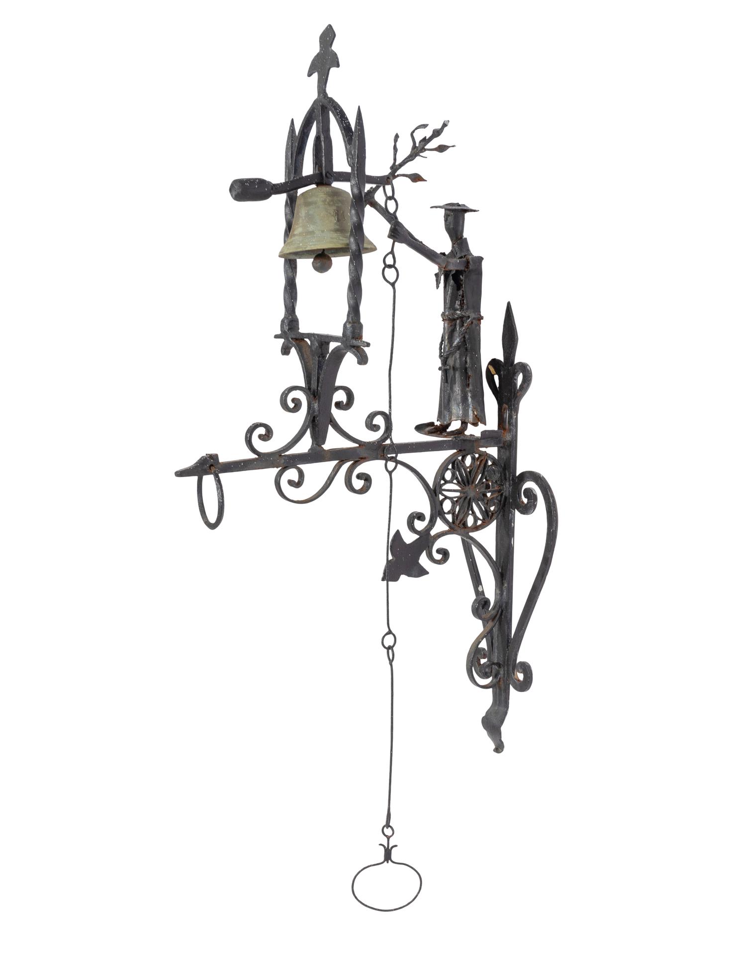 A Victorian Wrought Iron Figural Dinner Bell