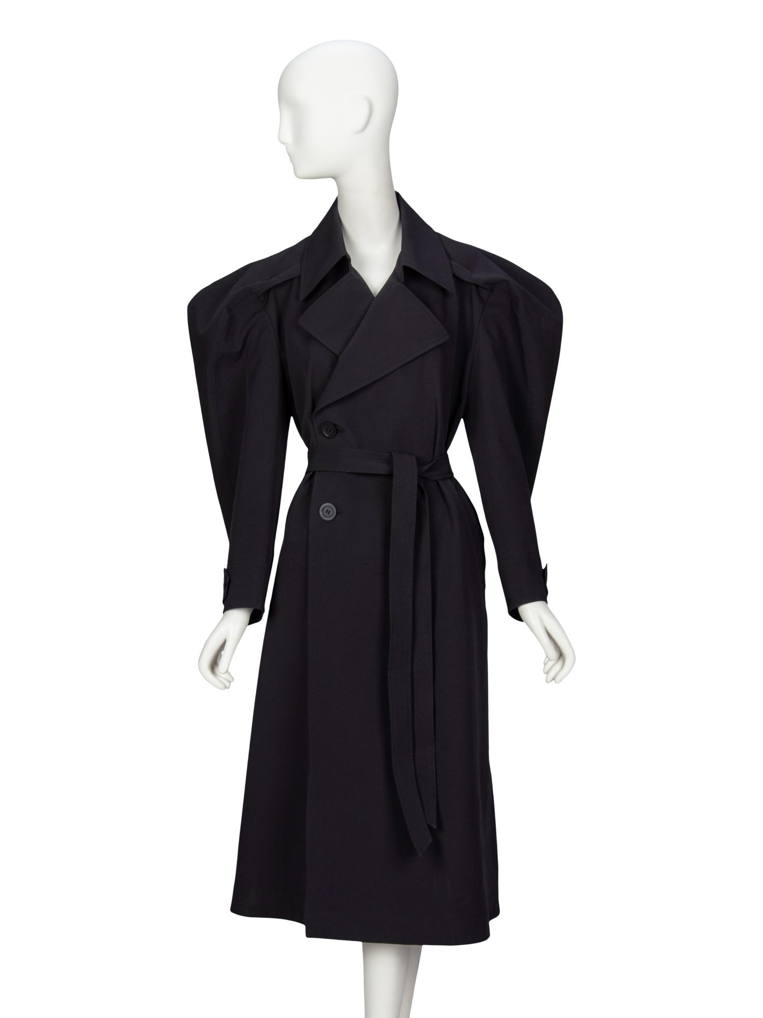 ISSEY MIYAKE, BLACK SCULPTURAL TRENCH COAT