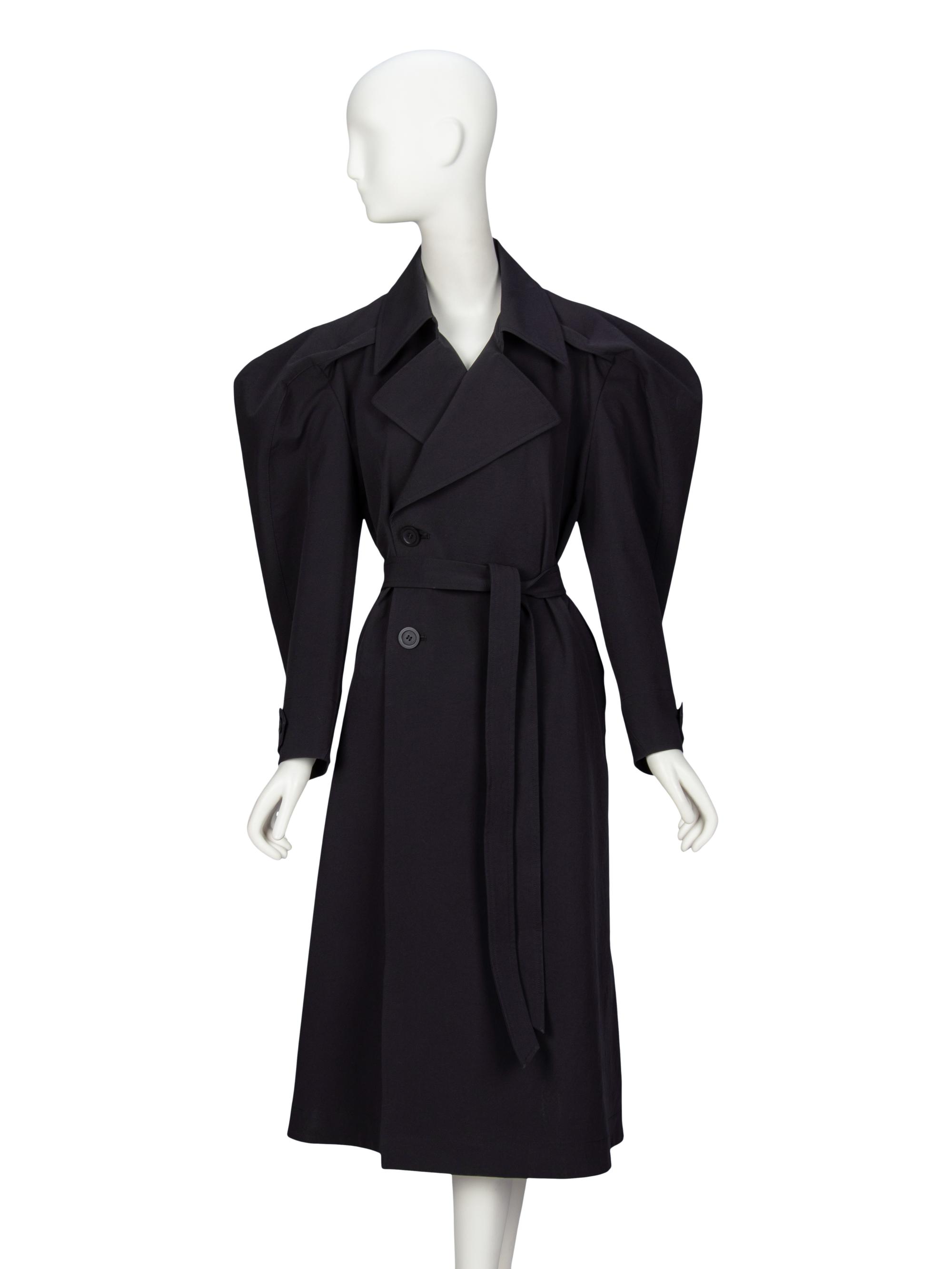 ISSEY MIYAKE, BLACK SCULPTURAL TRENCH COAT
