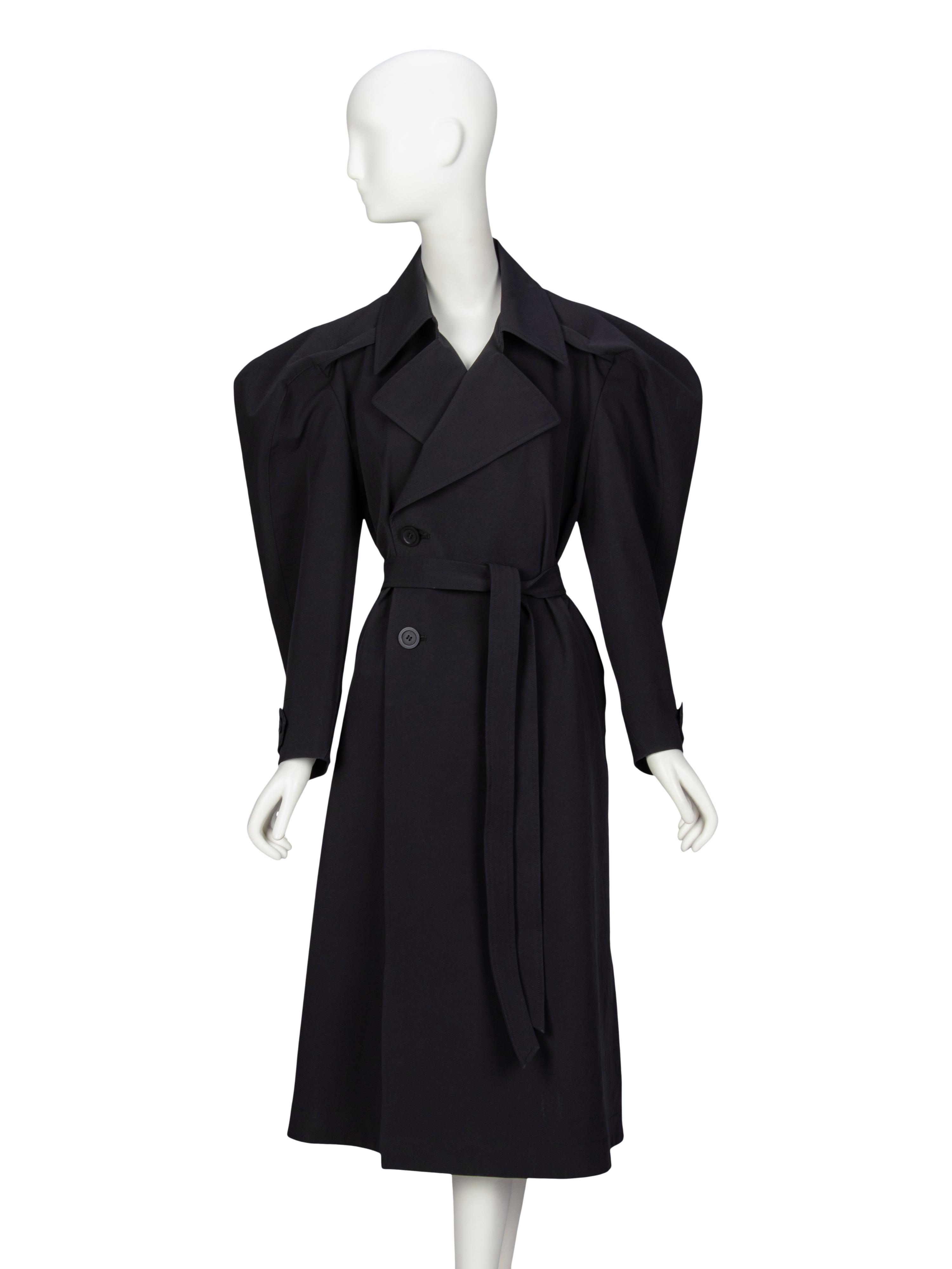 ISSEY MIYAKE, BLACK SCULPTURAL TRENCH COAT