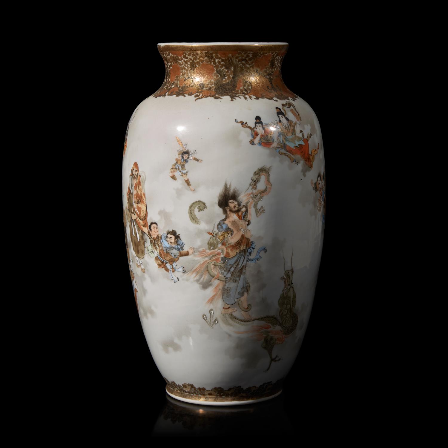 A Large and Finely Decorated Japanese Enameled Porcelain Vase, Meiji Period