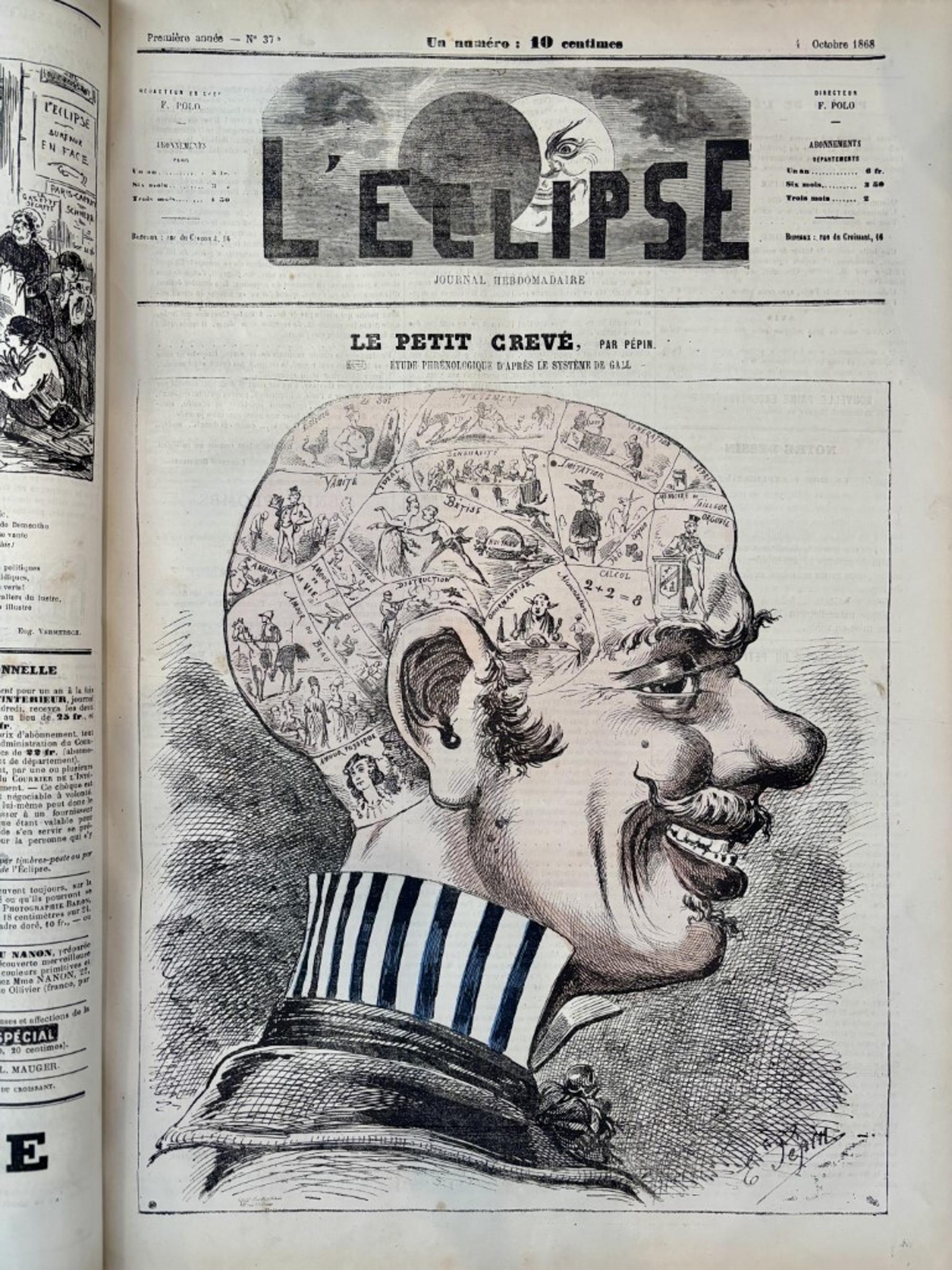 L'Eclipse Satirical Weekly Journal Bound in 3 Folios, Illustrations by Andre Gill
