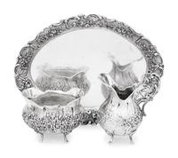 A German Silver Three-Piece Cream and Sugar Set