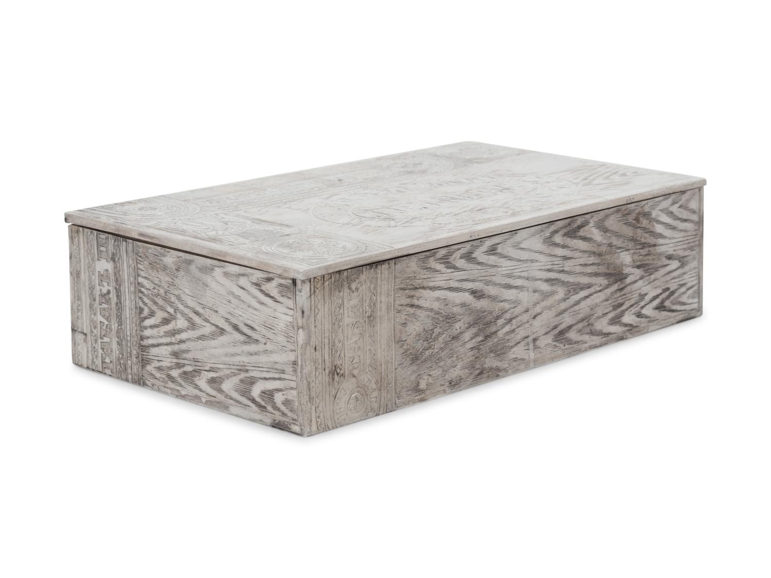 A Russian Silver Trompe l'Oeil Table-Top Cigarette Box