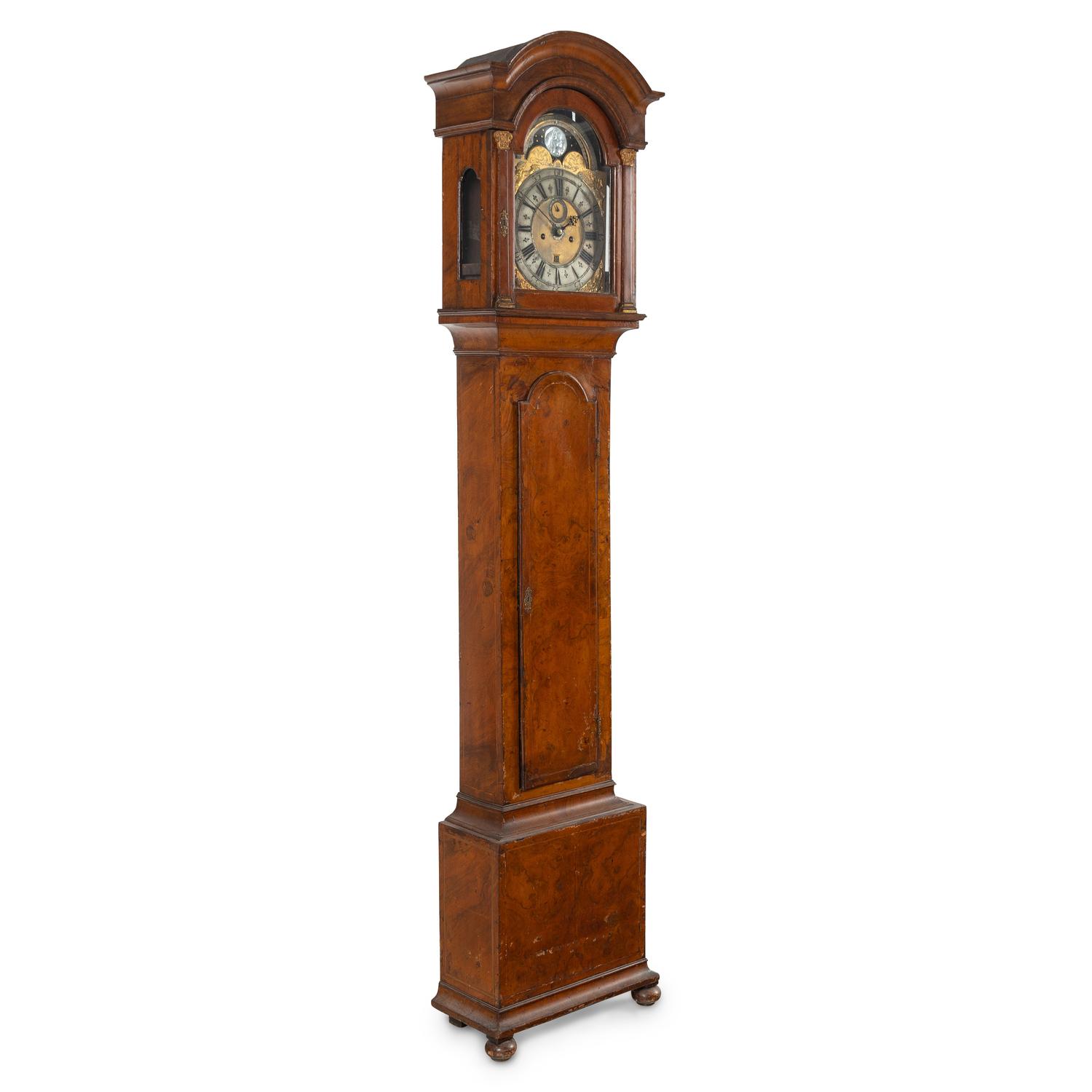 A Dutch Walnut Tall Case Clock