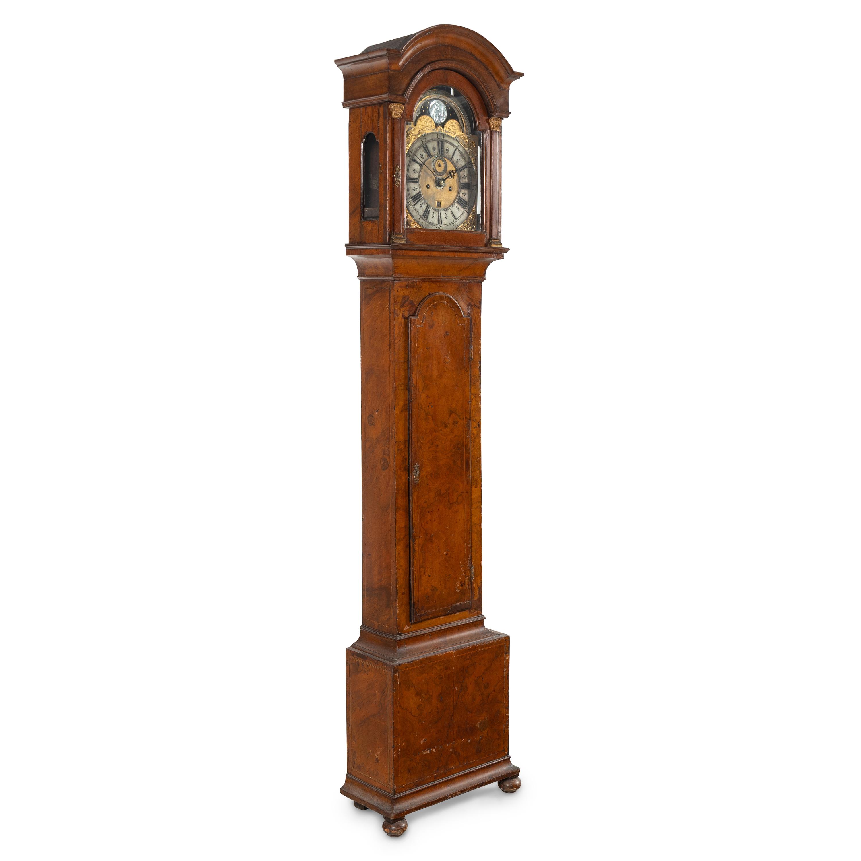 A Dutch Walnut Tall Case Clock