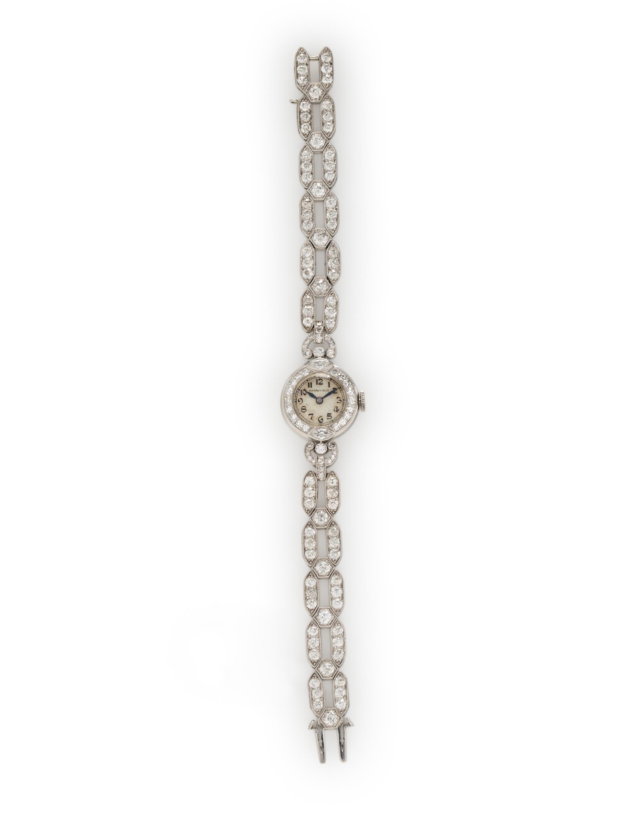 TIFFANY & CO., ANTIQUE, DIAMOND AND PLATINUM WATCH