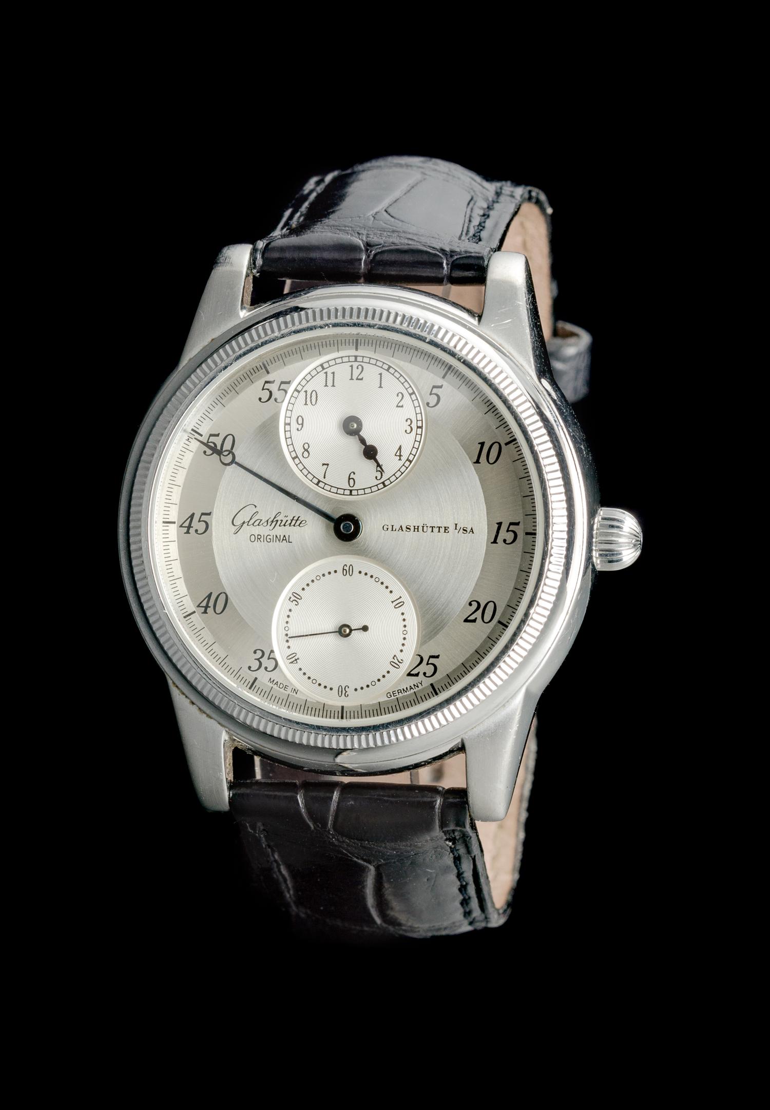 A Stainless Steel Ref. 1845 Regulator Wristwatch, Glashütte,