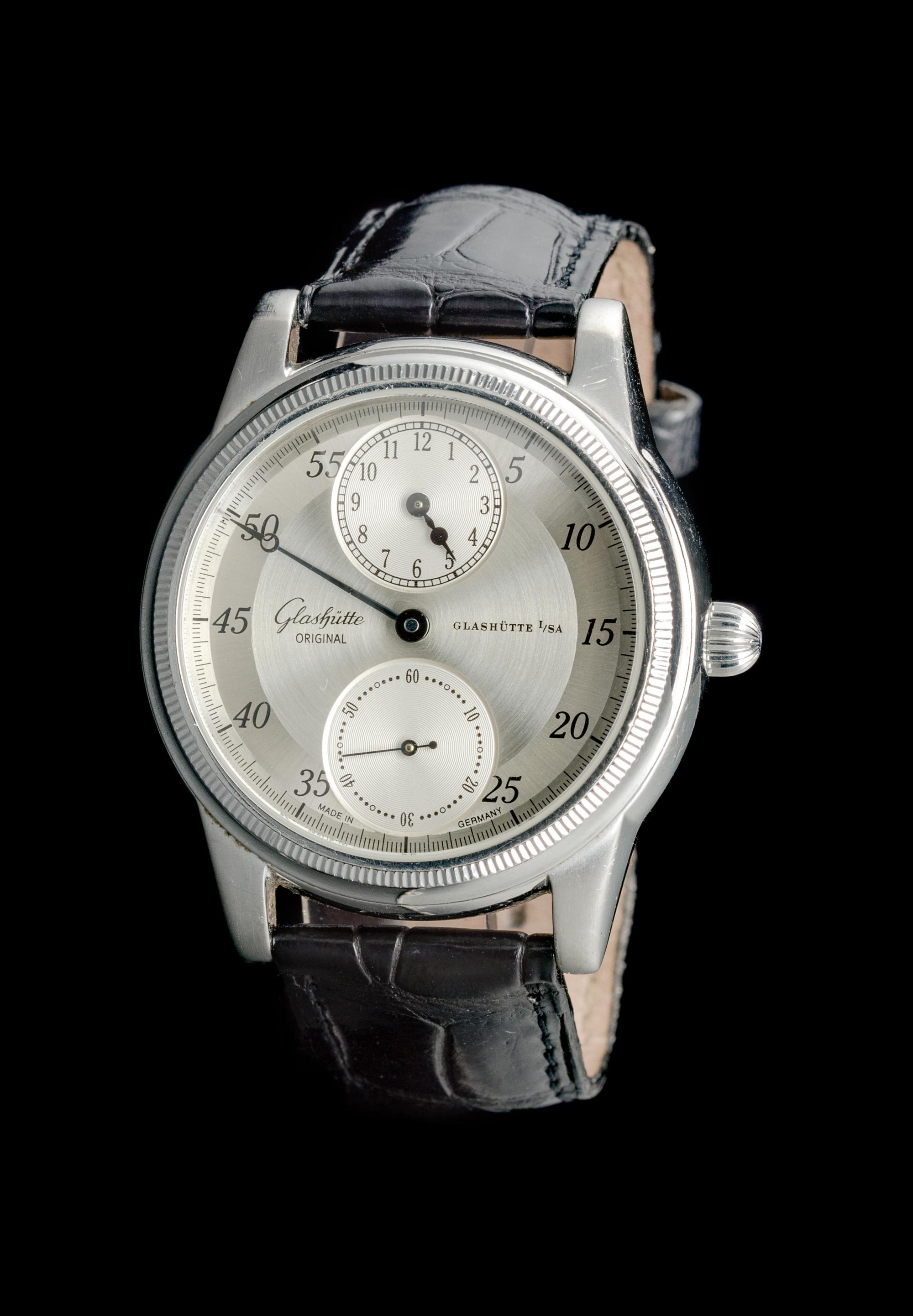 A Stainless Steel Ref. 1845 Regulator Wristwatch, Glashütte,