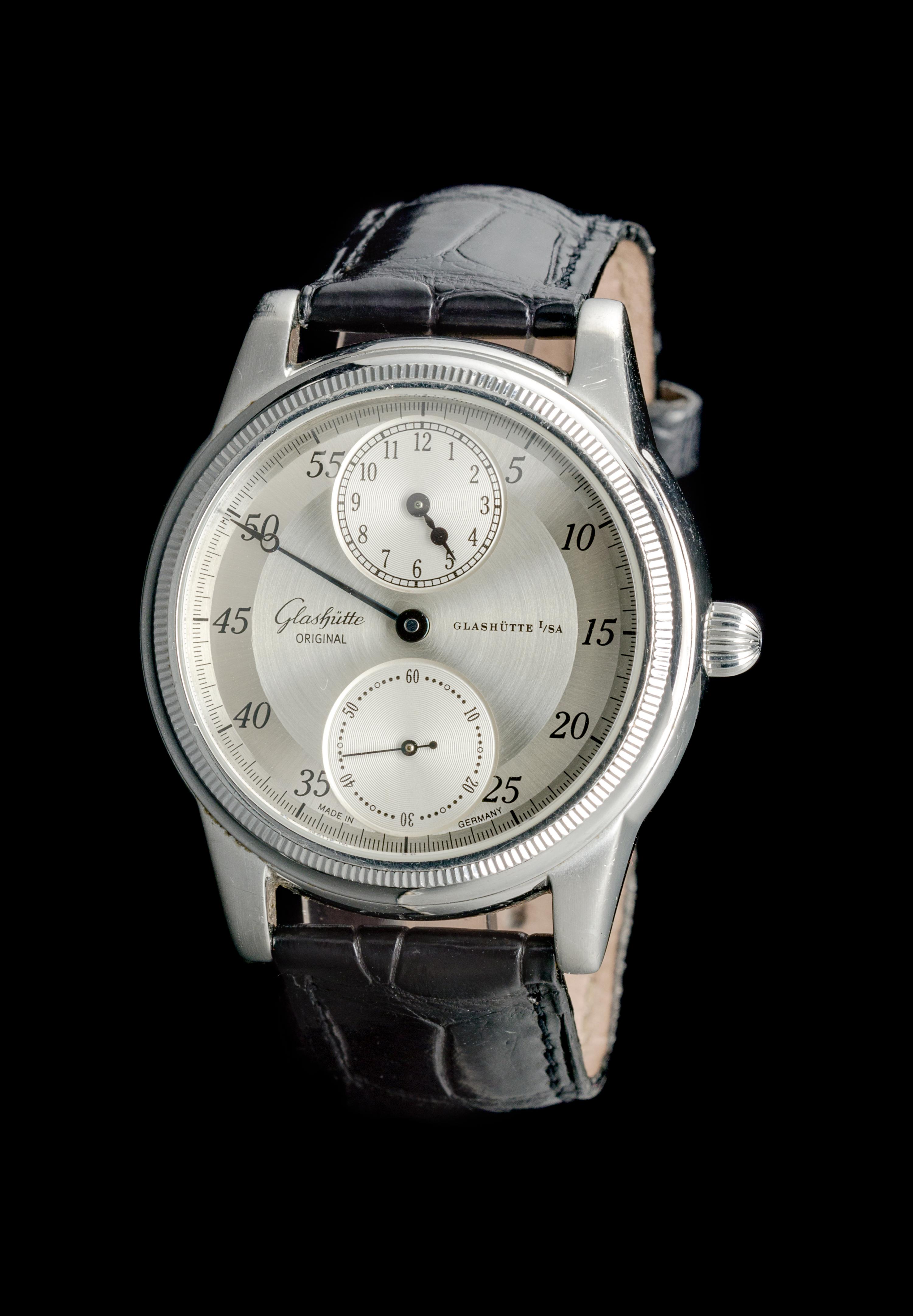 A Stainless Steel Ref. 1845 Regulator Wristwatch, Glashütte,