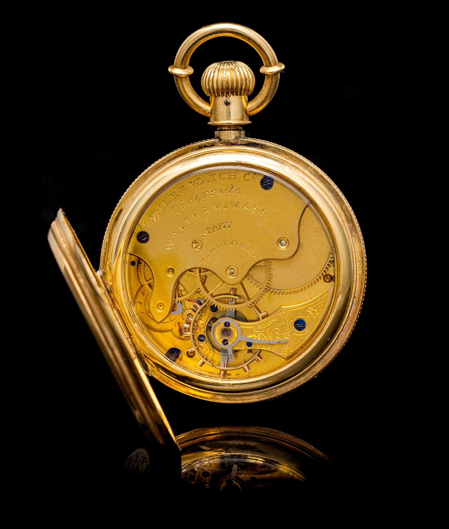An 18 Karat Yellow Gold Hunter Case Pocket Watch, Waltham, Circa 1876,