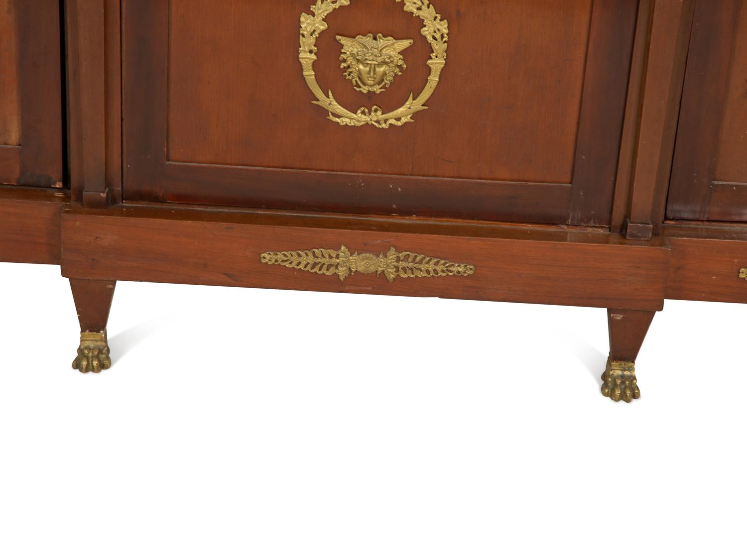 An Empire Style Gilt Metal Mounted Mahogany Bibliothèque