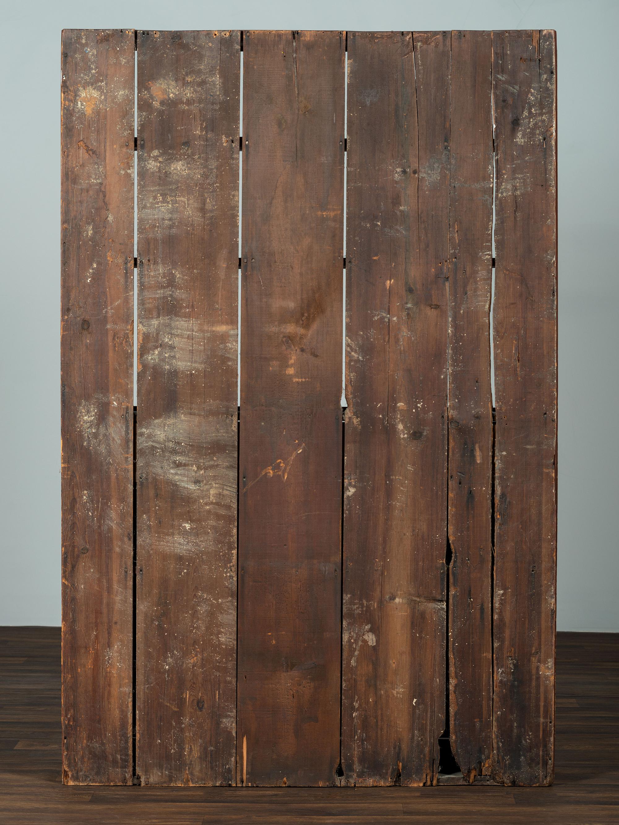 A Country Red Painted Pine Step-Back Pewter Cupboard