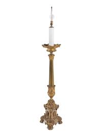 A Continental Gilt Bronze Floor Lamp