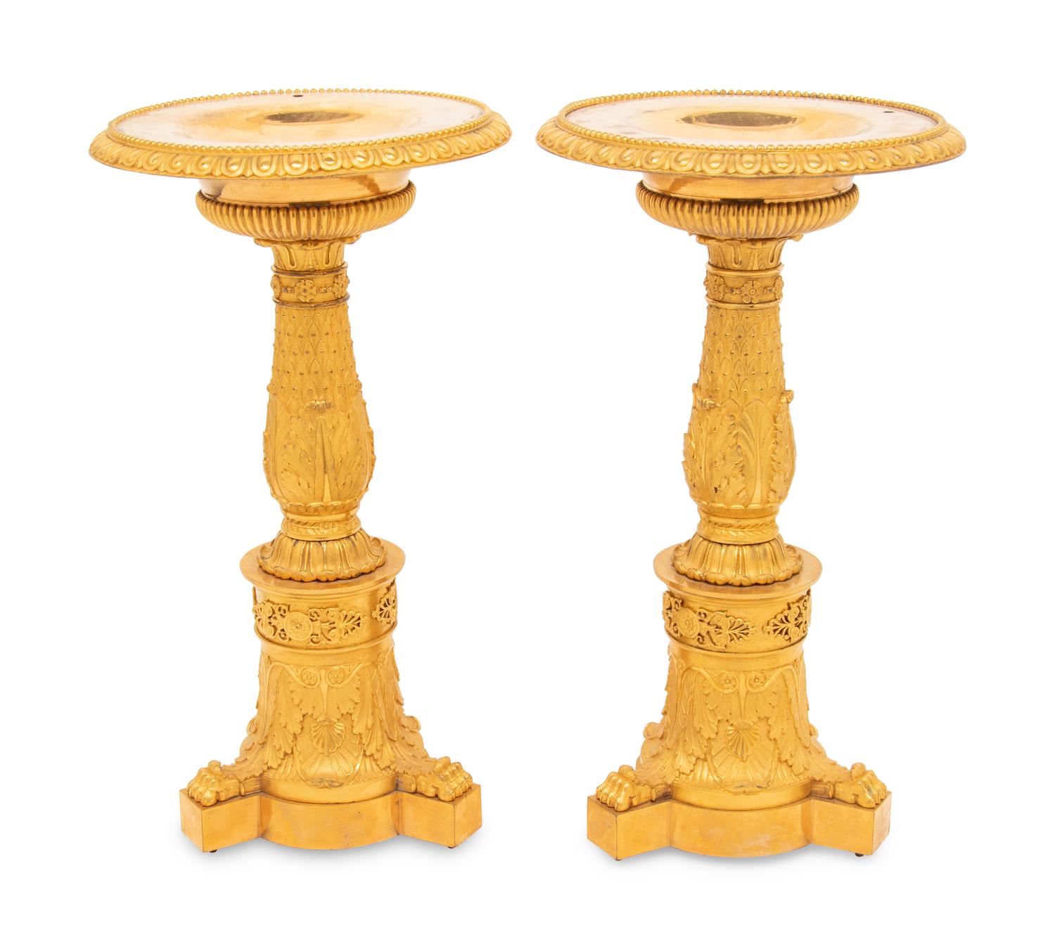 A Pair of Late Empire Gilt Bronze Tazze
