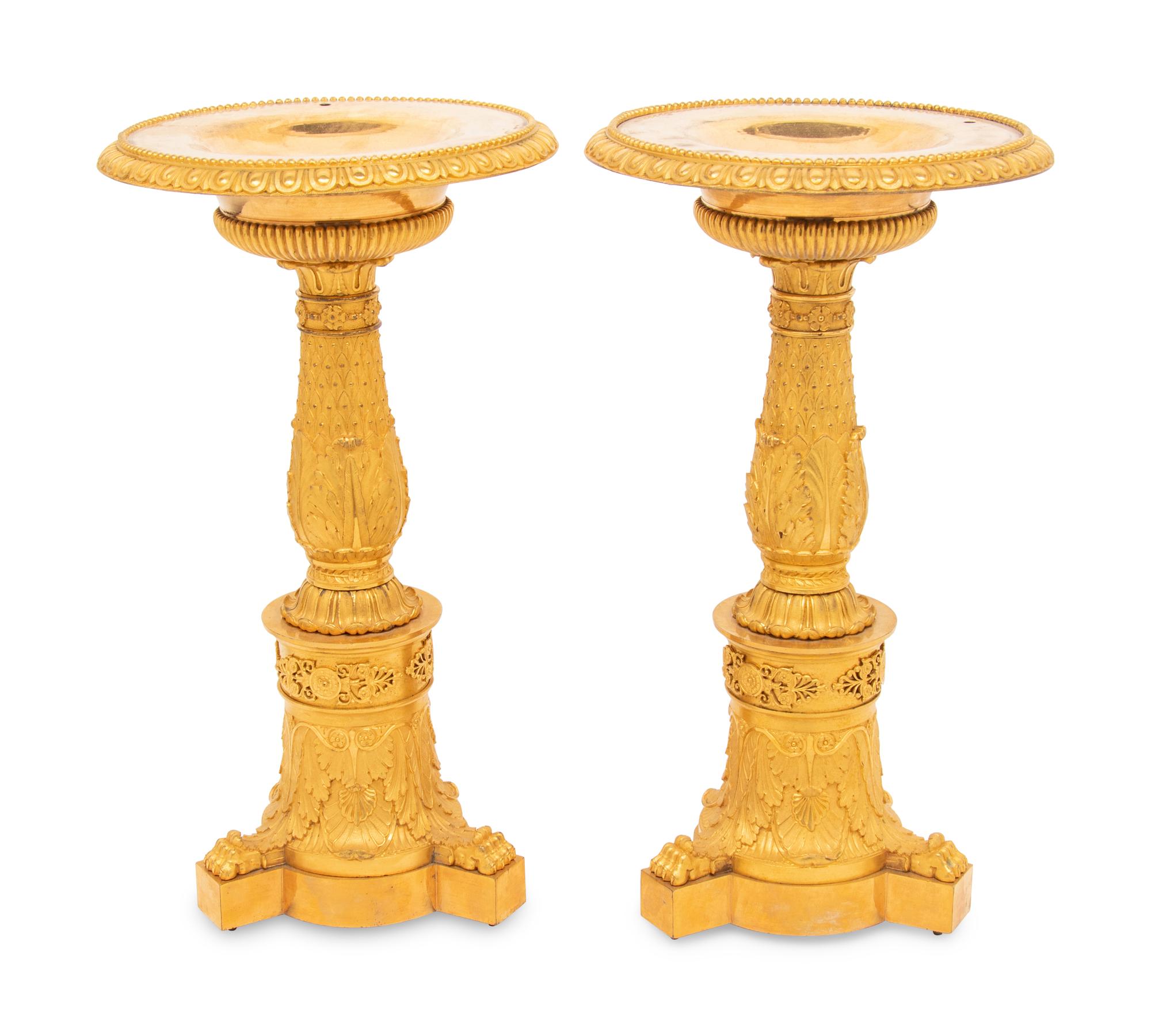 A Pair of Late Empire Gilt Bronze Tazze