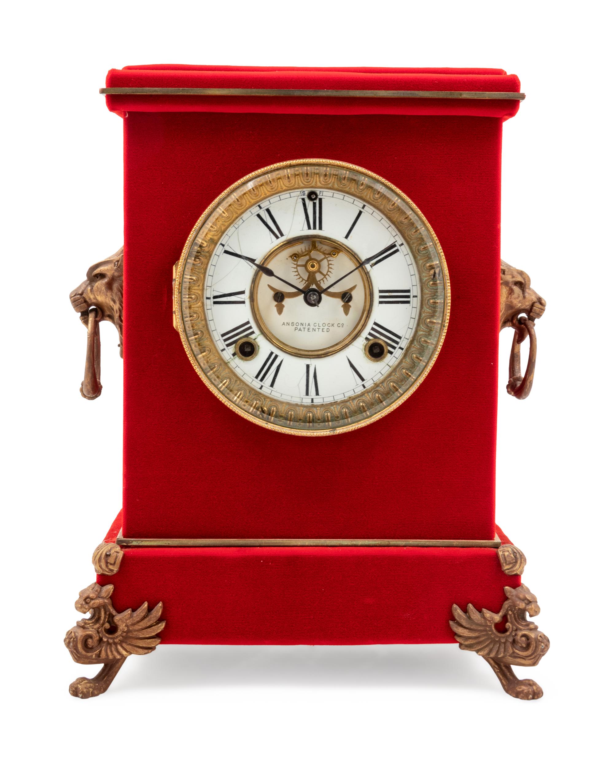 An Ansonia Florentine Plush Mantel Clock