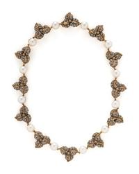 BUCCELLATI, CULTURED PEARL, YELLOW GOLD, AND SILVER LEAF NECKLACE
