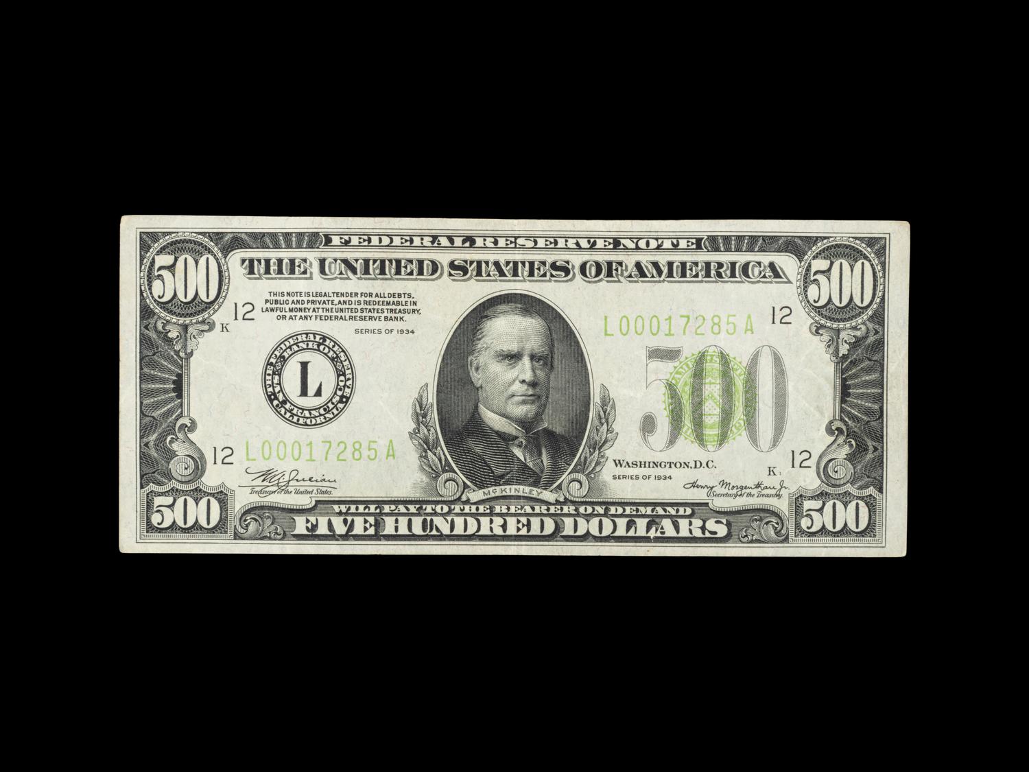 Three $500 Federal Reserve Notes