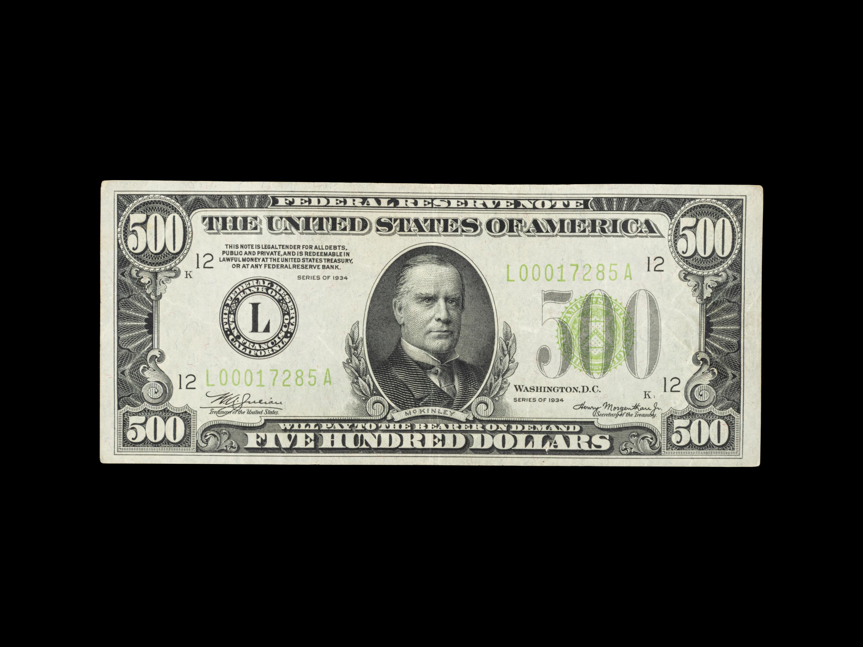 Three $500 Federal Reserve Notes