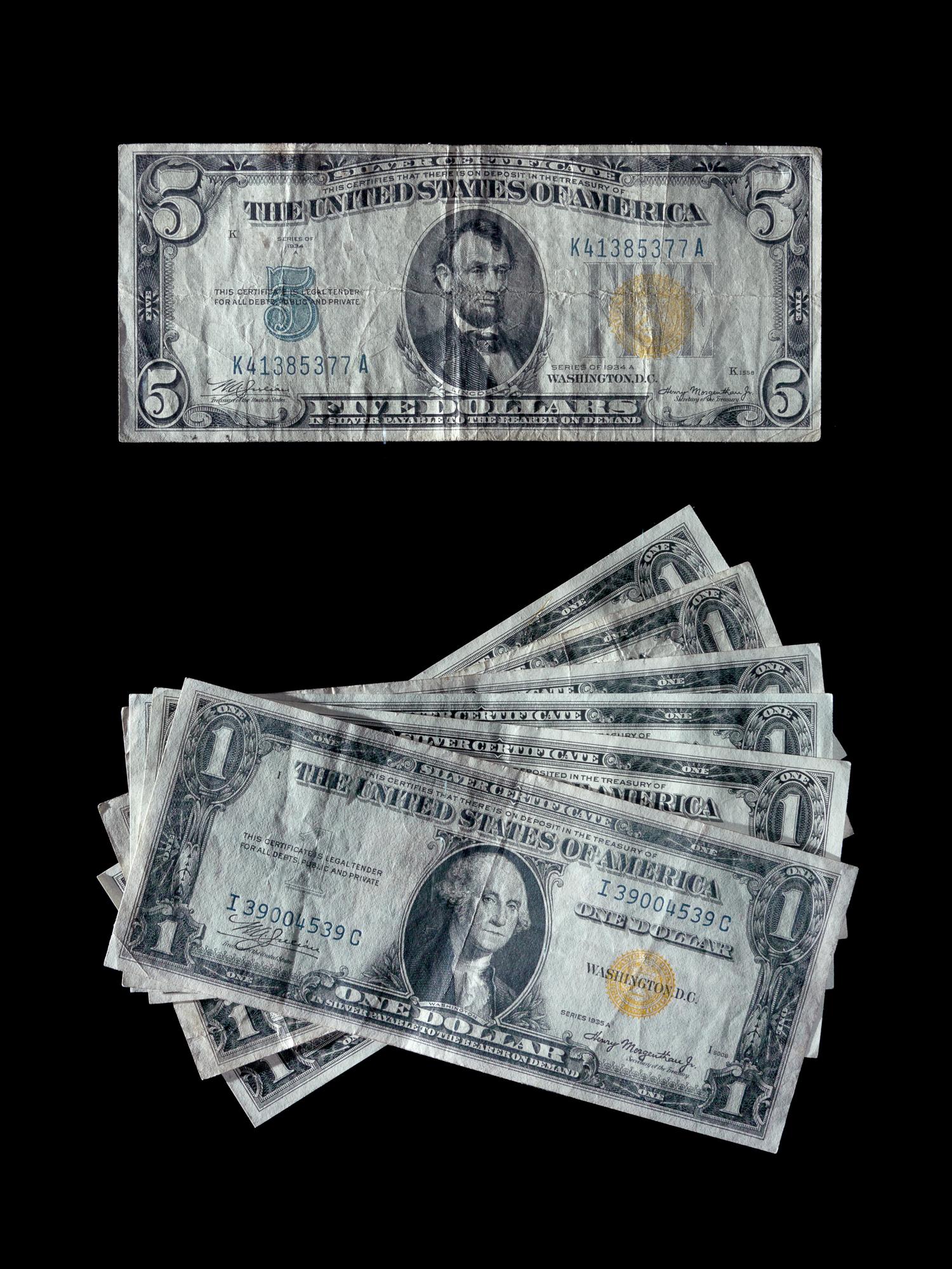 A Collection of Seven United States Small Size Silver Certificates