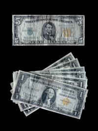 A Collection of Seven United States Small Size Silver Certificates