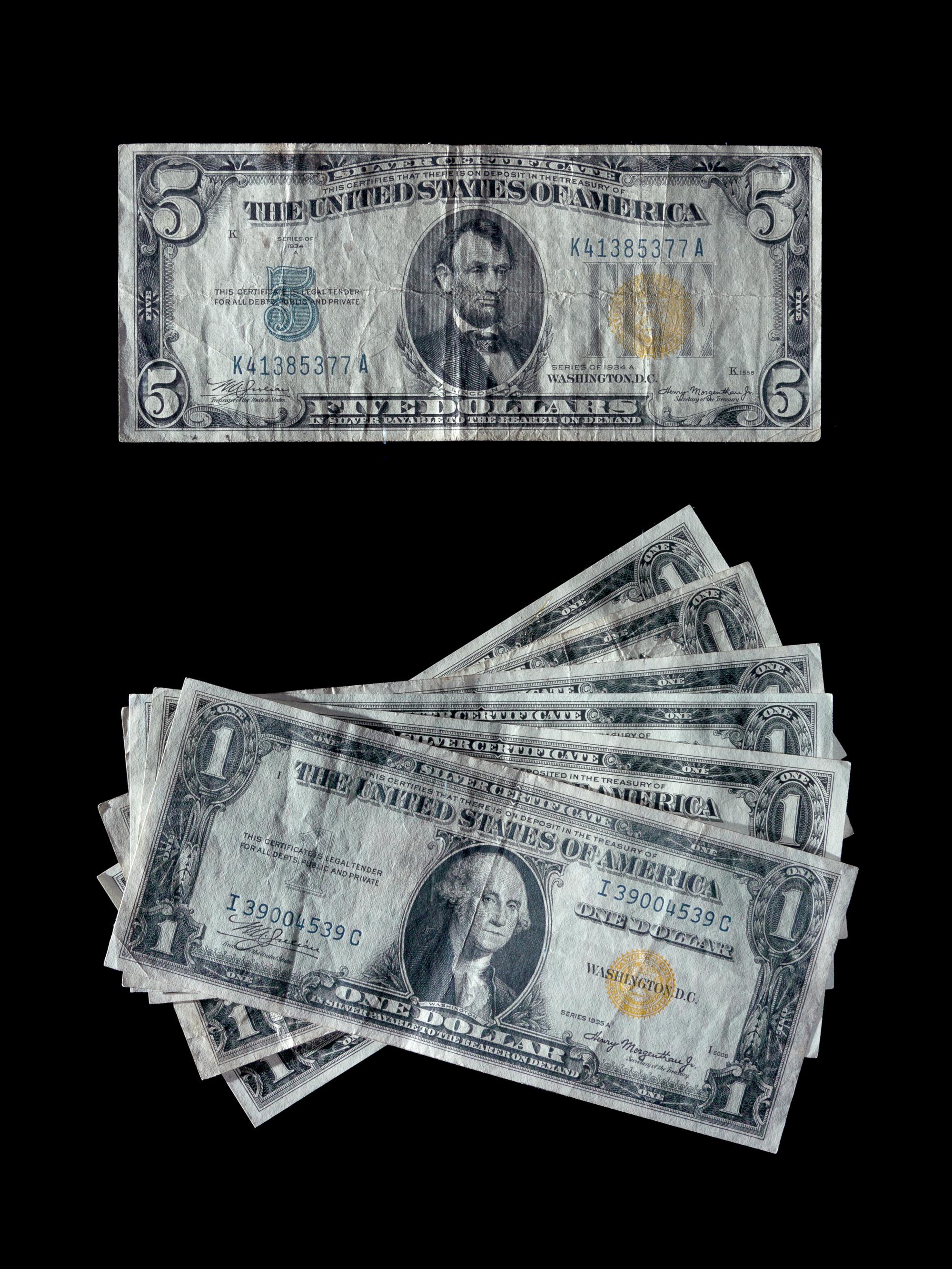 A Collection of Seven United States Small Size Silver Certificates