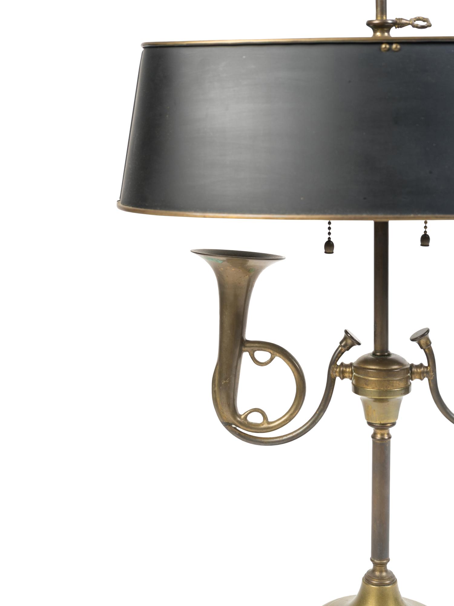 A Brass Trumpet-Form Lamp