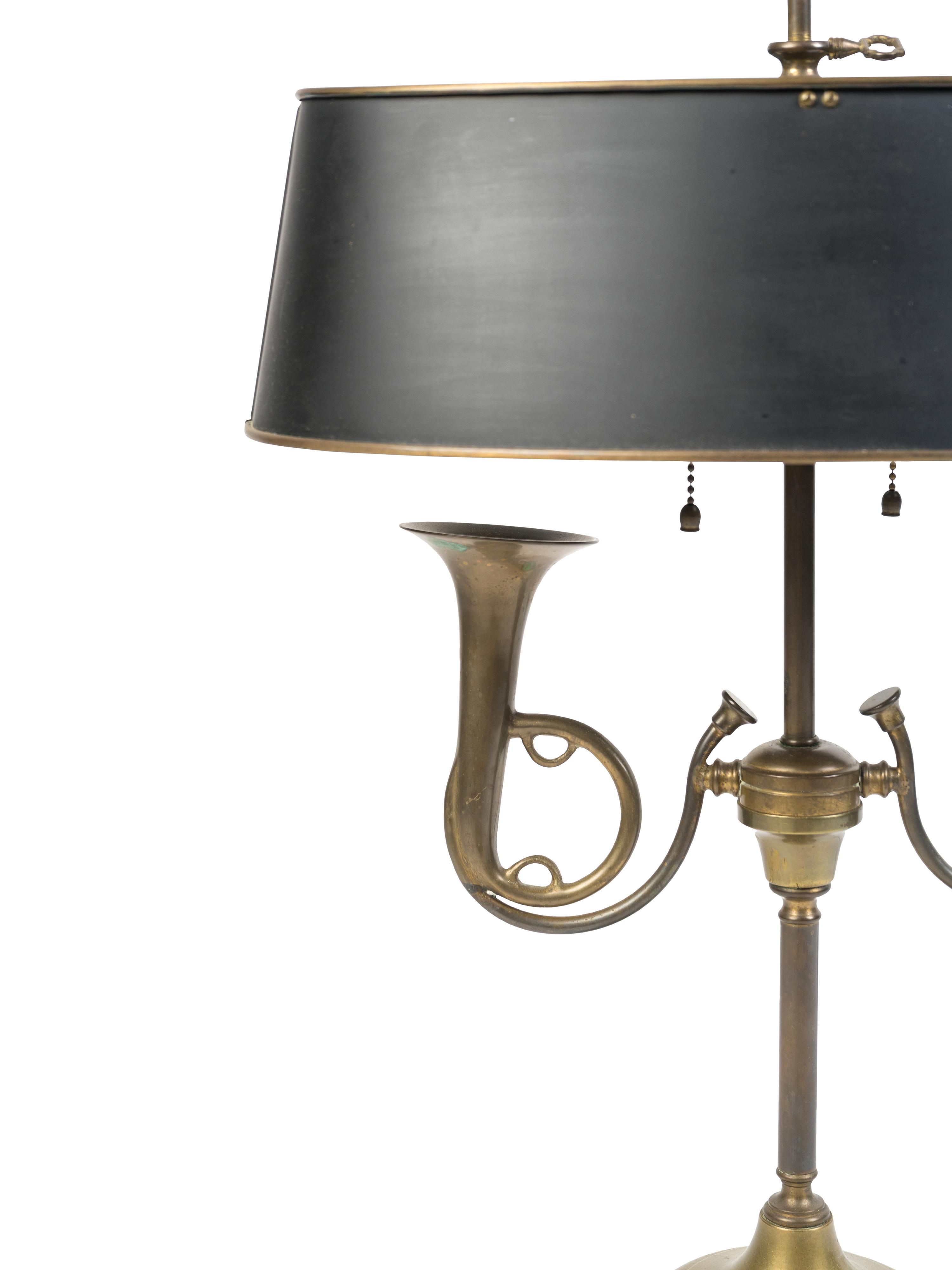 A Brass Trumpet-Form Lamp