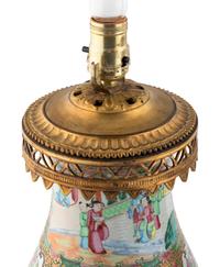 A Pair of French Gilt Bronze Mounted Rose Medallion Porcelain Vases