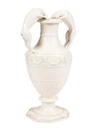 An English Creamware Vase With Dog Handles