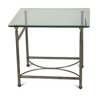 A Pair of Modernist Steel and Brass Glass-Top Side Tables — 20th Century