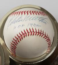 A Collection of Eleven 500 Home Run Club Autographed Baseballs Height of display case 9 inches x width 36 1/2 x depth 10 inches.