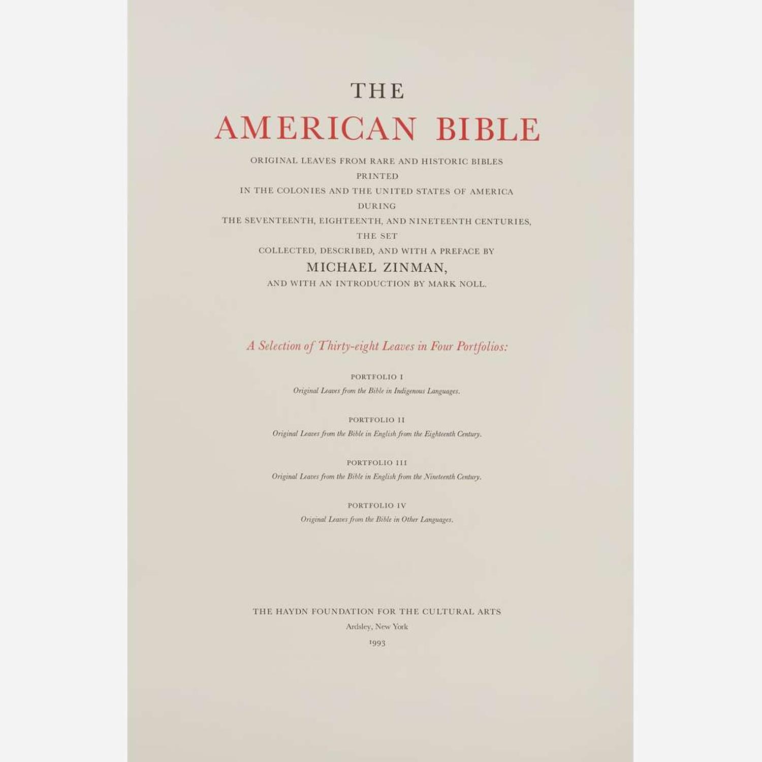 [Americana] (Zinman, Michael) The American Bible: Original Leaves from Rare and Historic Bibles...