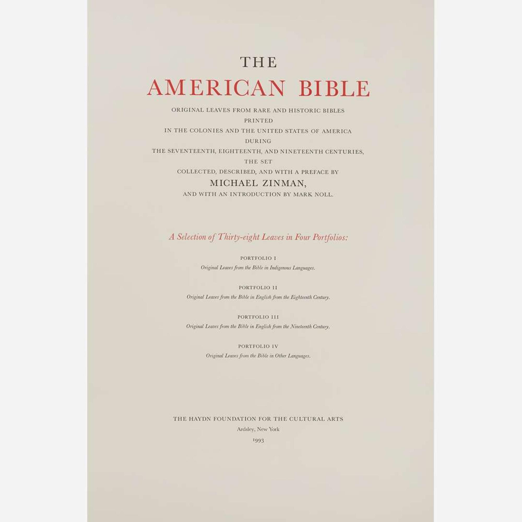 [Americana] (Zinman, Michael) The American Bible: Original Leaves from Rare and Historic Bibles...