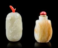 Two Celadon Jade Snuff Bottles