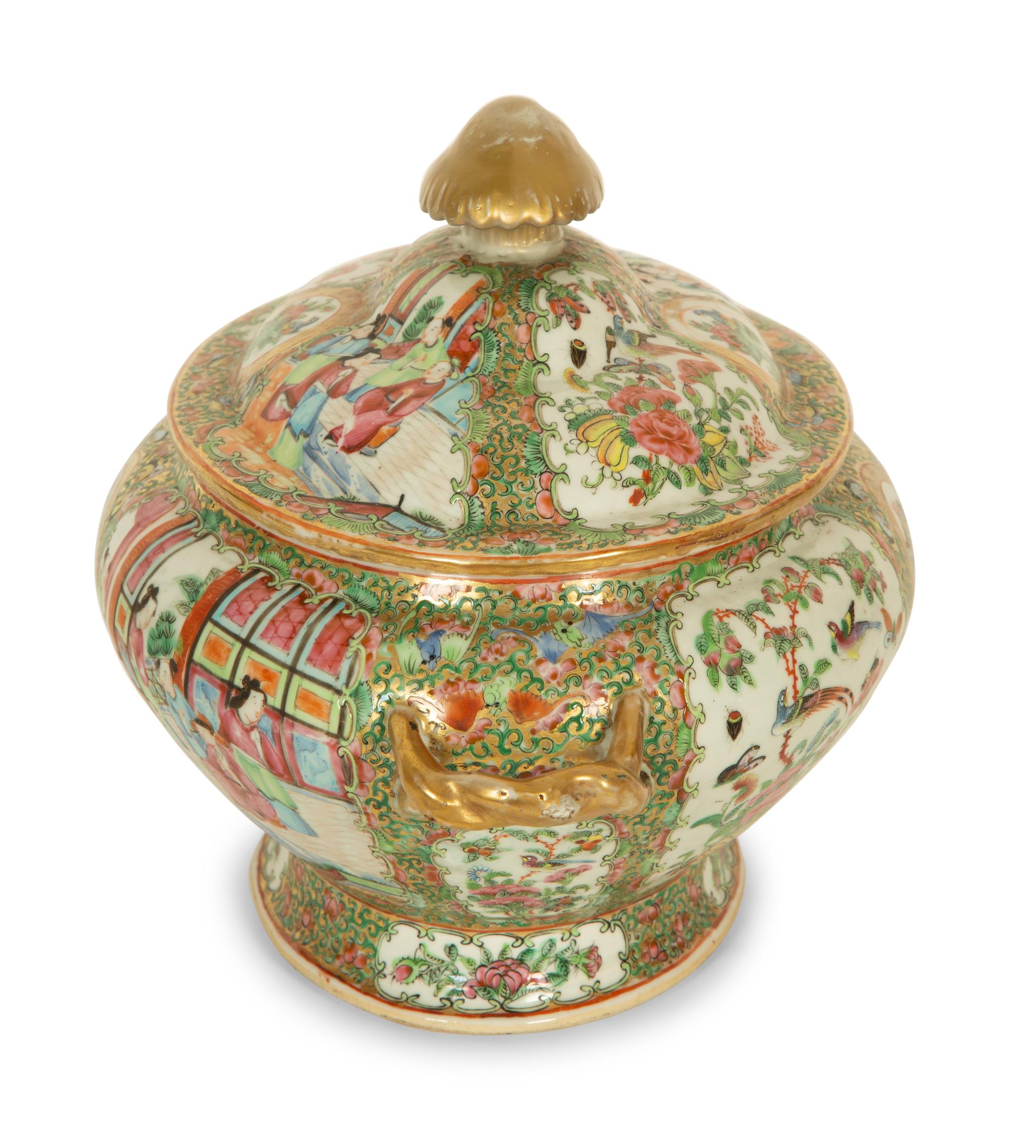 A Chinese Rose Medallion Porcelain Tureen and Cover