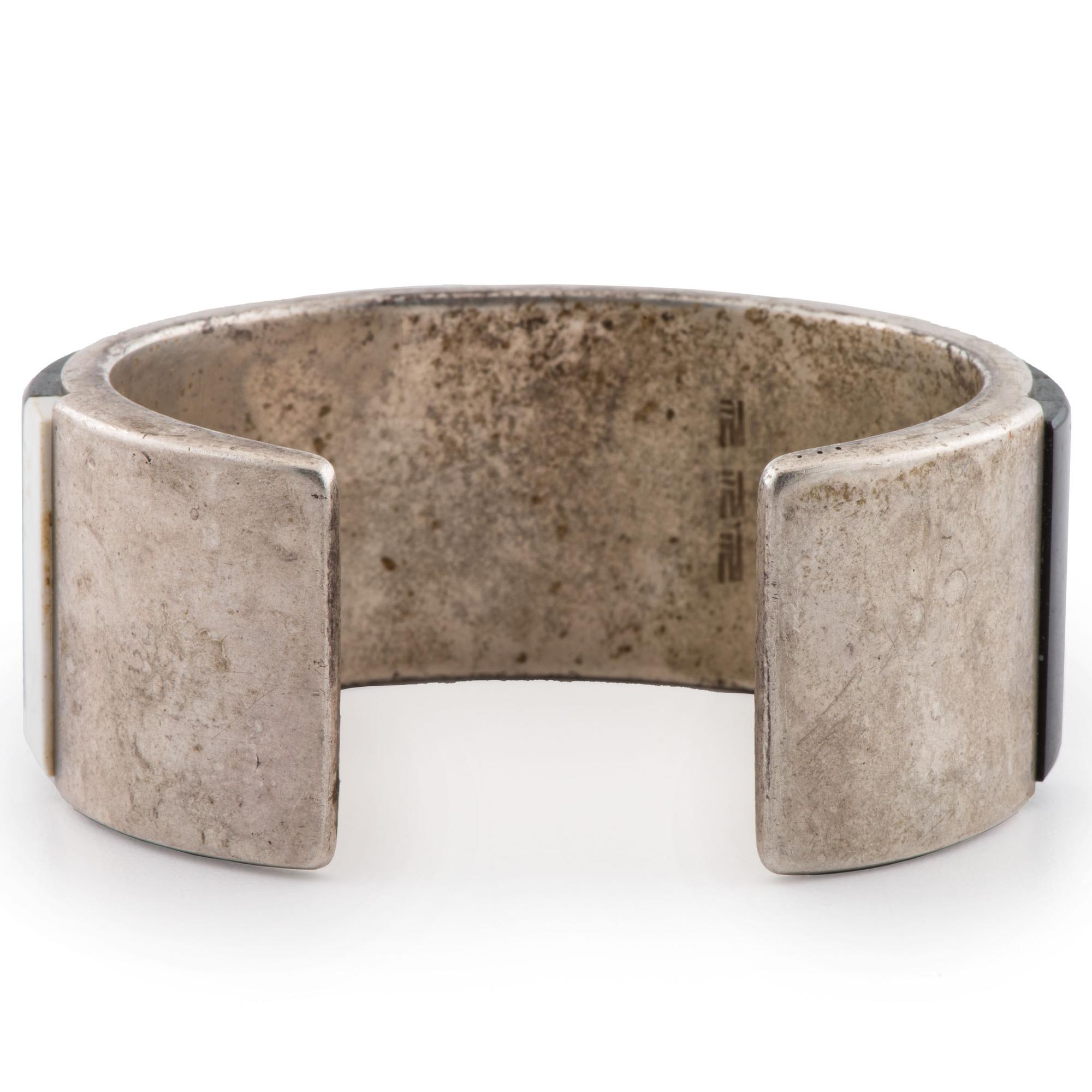 Silver and Mosaic Inlay Cuff Bracelet