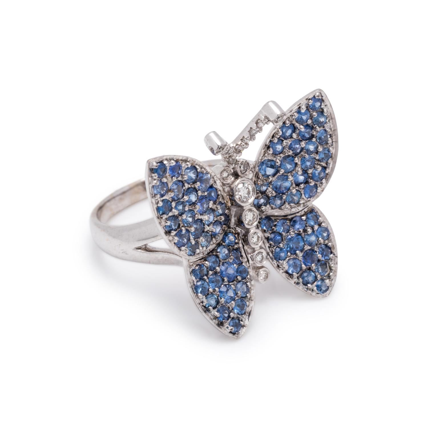SAPPHIRE AND DIAMOND BUTTERFLY RING