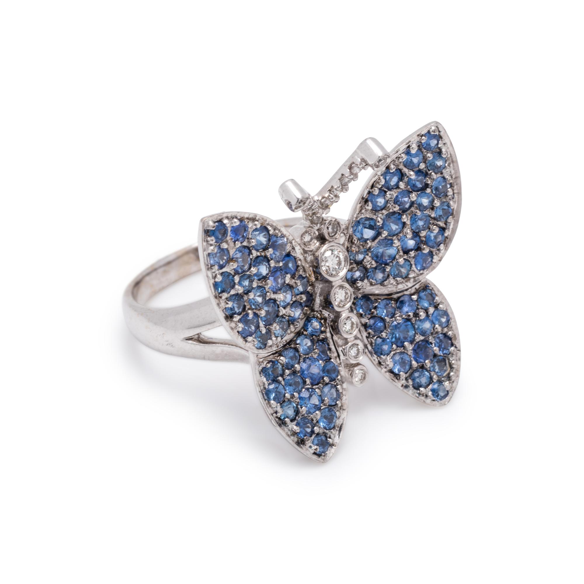 SAPPHIRE AND DIAMOND BUTTERFLY RING