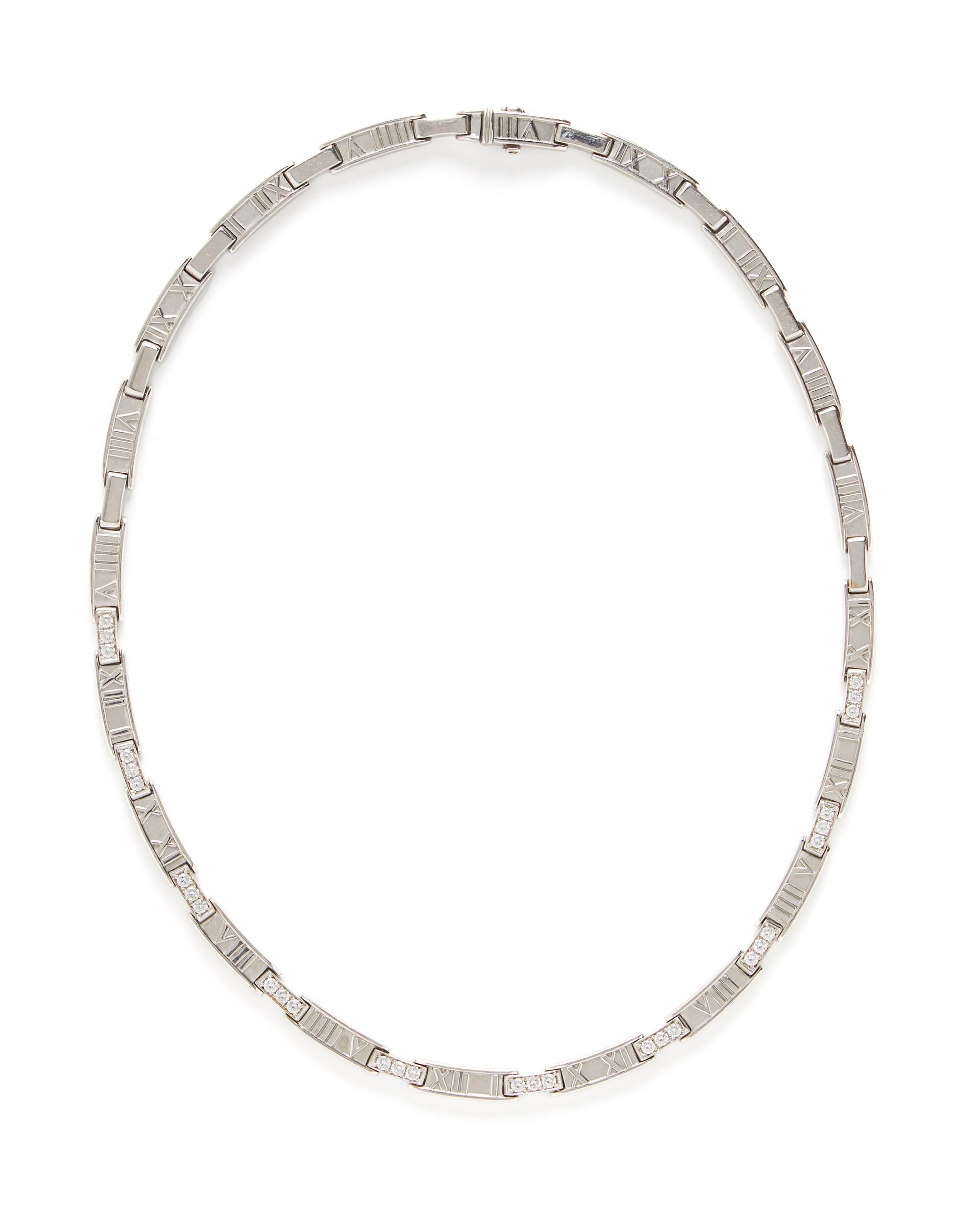 TIFFANY & CO., WHITE GOLD AND DIAMOND 'ATLAS' COLLAR NECKLACE