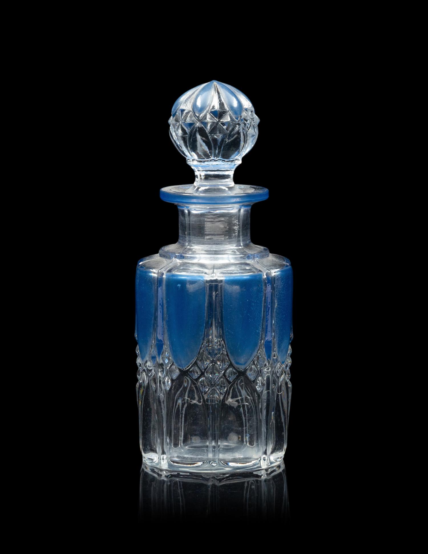 A French Blue Overlay Cut Glass Dresser Set