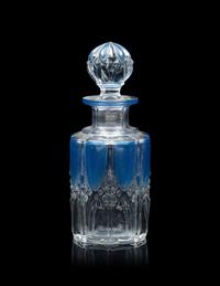 A French Blue Overlay Cut Glass Dresser Set