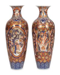 A Pair of Large Imari Porcelain Floor Vases