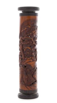 A Carved Bamboo Parfumier Height 11 1/4 inches.
