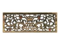 A Pierce Carved and Polychrome Decorated Transom Panel