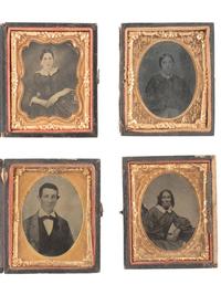 [EARLY PHOTOGRAPHY]. 40 assorted sixth and ninth plate ambrotype and tintype portraits of men, women, and children, incl. example by GUTEKUNST.